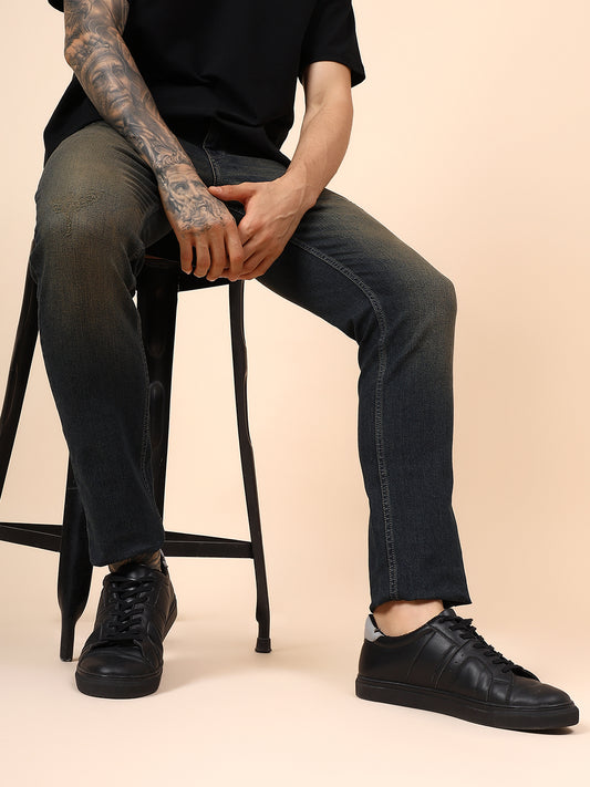 Denim Jeans for Men l Breathable & Soft with Color Fastness Ultra Narrow Fit Cotton Fabric Solid Pattern Button Closure