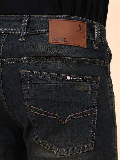 Denim Jeans for Men l Breathable & Soft with Color Fastness Ultra Narrow Fit Cotton Fabric Solid Pattern Button Closure