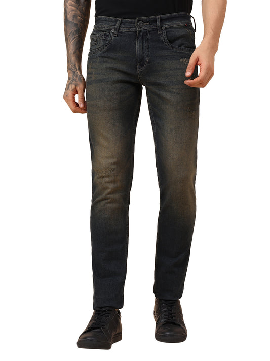 Denim Jeans for Men l Breathable & Soft with Color Fastness Ultra Narrow Fit Cotton Fabric Solid Pattern Button Closure