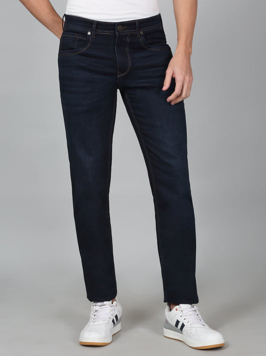 Denim Jeans for Men l Breathable & Soft with Color Fastness Ultra Narrow Fit Cotton Fabric Solid Pattern Button Closure