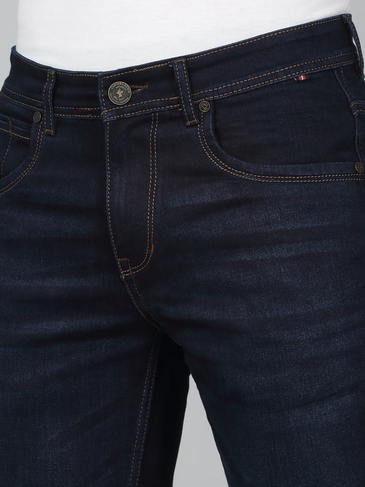 Denim Jeans for Men l Breathable & Soft with Color Fastness Ultra Narrow Fit Cotton Fabric Solid Pattern Button Closure