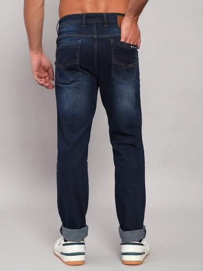 Denim Jeans for Men l Breathable & Soft with Color Fastness Straight Fit Cotton Fabric Solid Pattern Button Closure