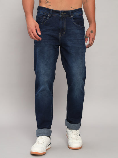 Denim Jeans for Men l Breathable & Soft with Color Fastness Straight Fit Cotton Fabric Solid Pattern Button Closure