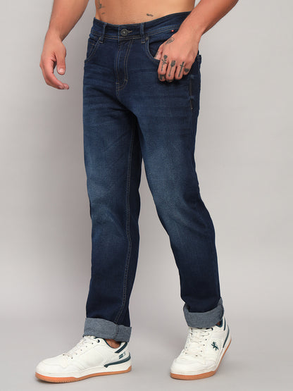 Denim Jeans for Men l Breathable & Soft with Color Fastness Straight Fit Cotton Fabric Solid Pattern Button Closure