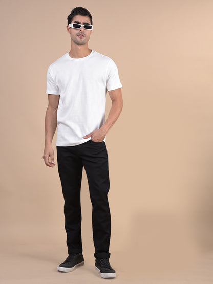 Denim Jeans for Men l Breathable & Soft with Color Fastness Ultra Narrow Fit Cotton Fabric Solid Pattern Button Closure