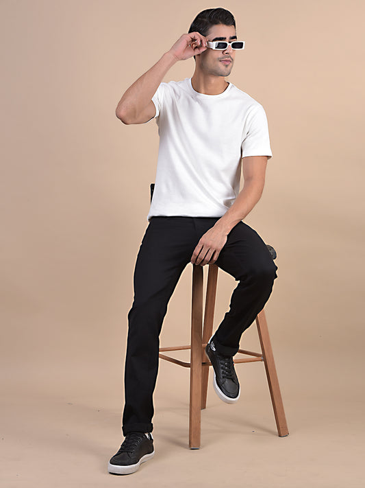 Denim Jeans for Men l Breathable & Soft with Color Fastness Ultra Narrow Fit Cotton Fabric Solid Pattern Button Closure