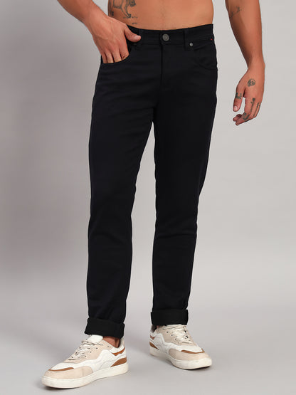 Denim Jeans for Men l Breathable & Soft with Color Fastness Ultra Narrow Fit Cotton Fabric Solid Pattern Button Closure