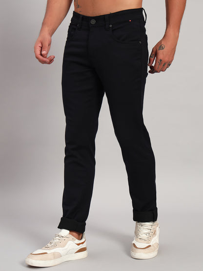 Denim Jeans for Men l Breathable & Soft with Color Fastness Ultra Narrow Fit Cotton Fabric Solid Pattern Button Closure