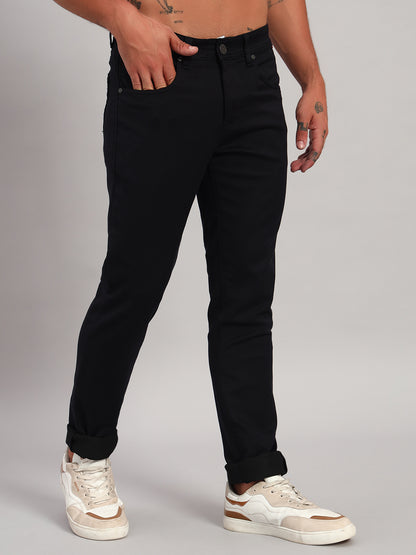 Denim Jeans for Men l Breathable & Soft with Color Fastness Ultra Narrow Fit Cotton Fabric Solid Pattern Button Closure