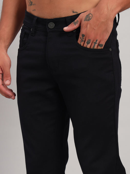 Denim Jeans for Men l Breathable & Soft with Color Fastness Ultra Narrow Fit Cotton Fabric Solid Pattern Button Closure