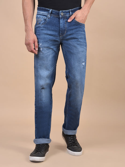 Denim Jeans for Men l Breathable & Soft with Color Fastness Ultra Narrow Fit Cotton Fabric Solid Pattern Button Closure