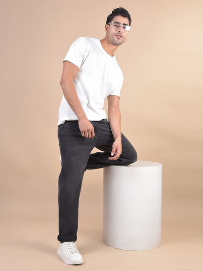 Denim Jeans for Men l Breathable & Soft with Color Fastness Straight Fit Cotton Fabric Solid Pattern Button Closure