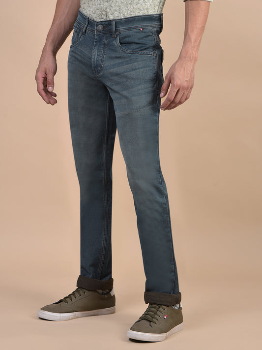 Denim Jeans for Men l Breathable & Soft with Color Fastness Ultra Narrow Fit Cotton Fabric Solid Pattern Button Closure