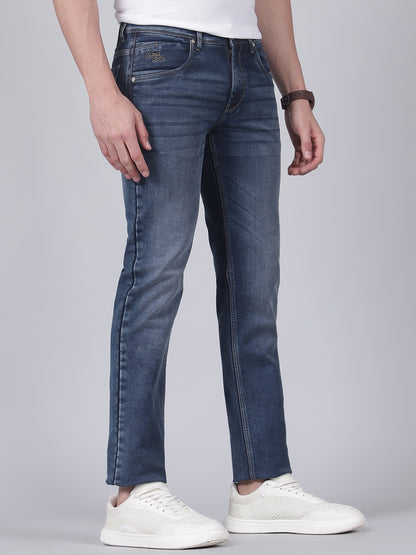 Denim Jeans for Men l Breathable & Soft with Color Fastness Ultra Narrow Fit Cotton Fabric Solid Pattern Button Closure