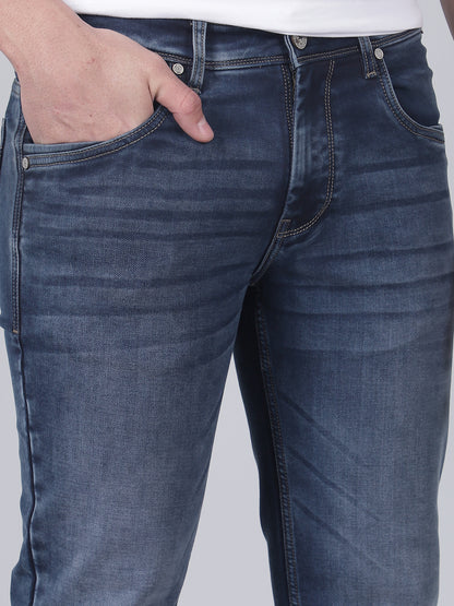 Denim Jeans for Men l Breathable & Soft with Color Fastness Ultra Narrow Fit Cotton Fabric Solid Pattern Button Closure