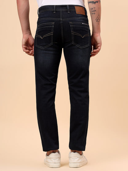 Denim Jeans for Men l Breathable & Soft with Color Fastness Ultra Narrow Fit Cotton Fabric Solid Pattern Button Closure