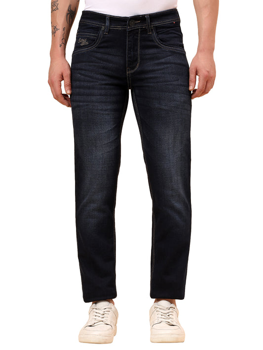 Denim Jeans for Men l Breathable & Soft with Color Fastness Ultra Narrow Fit Cotton Fabric Solid Pattern Button Closure