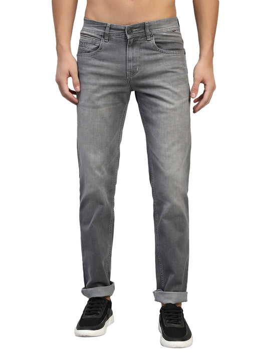 Denim Jeans for Men l Breathable & Soft with Color Fastness Ultra Narrow Fit Cotton Fabric Solid Pattern Button Closure