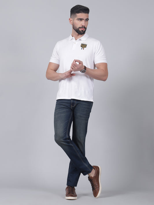 Denim Jeans for Men l Breathable & Soft with Color Fastness Ultra Narrow Fit Cotton Fabric Solid Pattern Button Closure