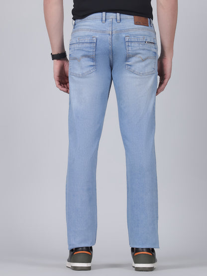 Denim Jeans for Men l Breathable & Soft with Color Fastness Ultra Narrow Fit Cotton Fabric Solid Pattern Button Closure