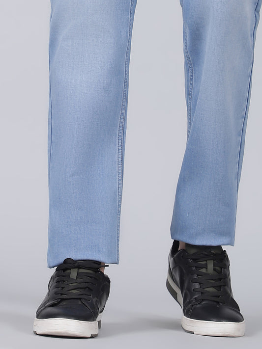 Denim Jeans for Men l Breathable & Soft with Color Fastness Ultra Narrow Fit Cotton Fabric Solid Pattern Button Closure