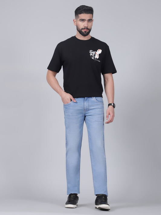 Denim Jeans for Men l Breathable & Soft with Color Fastness Ultra Narrow Fit Cotton Fabric Solid Pattern Button Closure