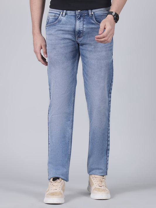 Denim Jeans for Men l Breathable & Soft with Color Fastness Ultra Narrow Fit Cotton Fabric Solid Pattern Button Closure