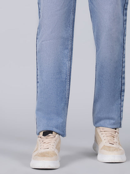 Denim Jeans for Men l Breathable & Soft with Color Fastness Ultra Narrow Fit Cotton Fabric Solid Pattern Button Closure