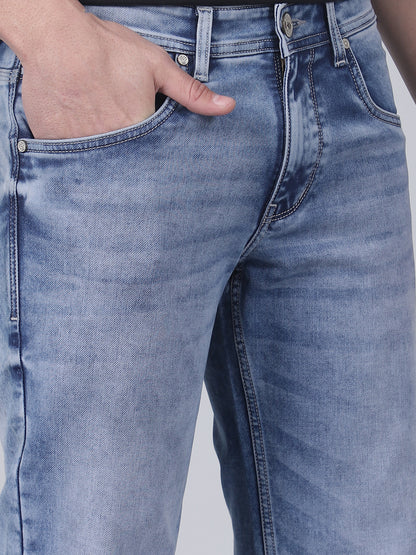 Denim Jeans for Men l Breathable & Soft with Color Fastness Ultra Narrow Fit Cotton Fabric Solid Pattern Button Closure