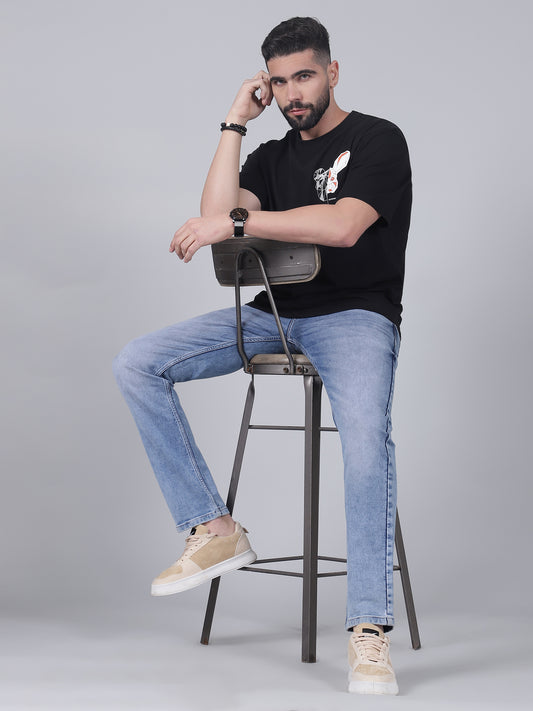 Denim Jeans for Men l Breathable & Soft with Color Fastness Ultra Narrow Fit Cotton Fabric Solid Pattern Button Closure