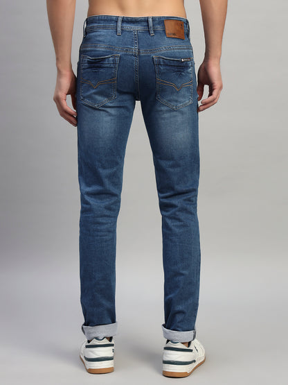 Denim Jeans for Men l Breathable & Soft with Color Fastness Ultra Narrow Fit Cotton Fabric Solid Pattern Button Closure