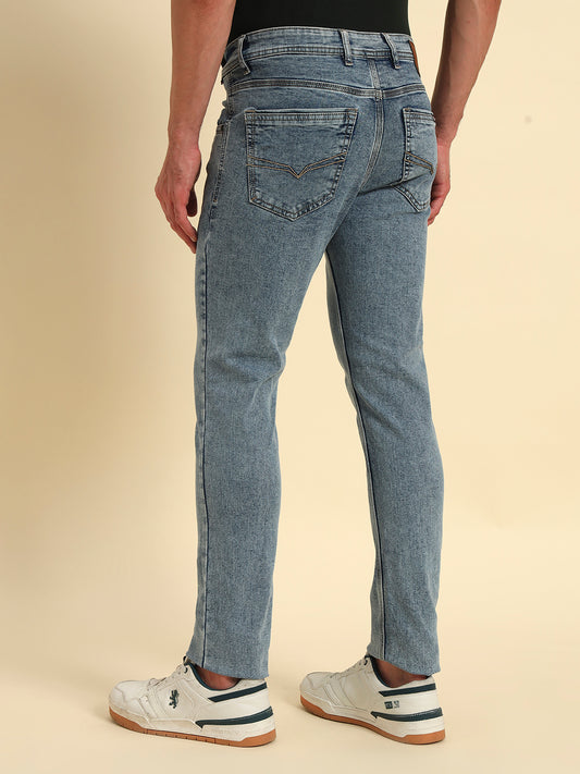 Denim Jeans for Men l Breathable & Soft with Color Fastness Slim Fit Cotton Fabric Solid Pattern Button Closure