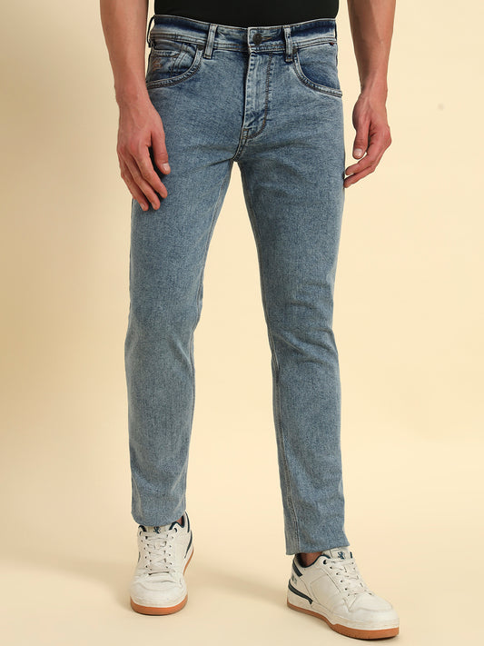 Denim Jeans for Men l Breathable & Soft with Color Fastness Slim Fit Cotton Fabric Solid Pattern Button Closure