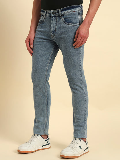 Denim Jeans for Men l Breathable & Soft with Color Fastness Slim Fit Cotton Fabric Solid Pattern Button Closure