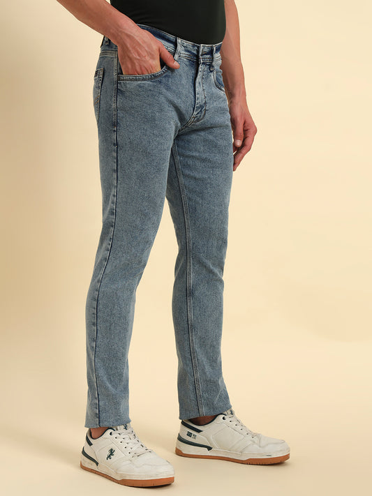 Denim Jeans for Men l Breathable & Soft with Color Fastness Slim Fit Cotton Fabric Solid Pattern Button Closure