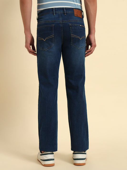 Denim Jeans for Men l Breathable & Soft with Color Fastness Straight Fit Cotton Fabric Solid Pattern Button Closure
