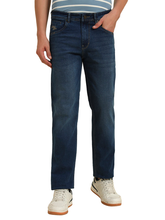 Denim Jeans for Men l Breathable & Soft with Color Fastness Straight Fit Cotton Fabric Solid Pattern Button Closure