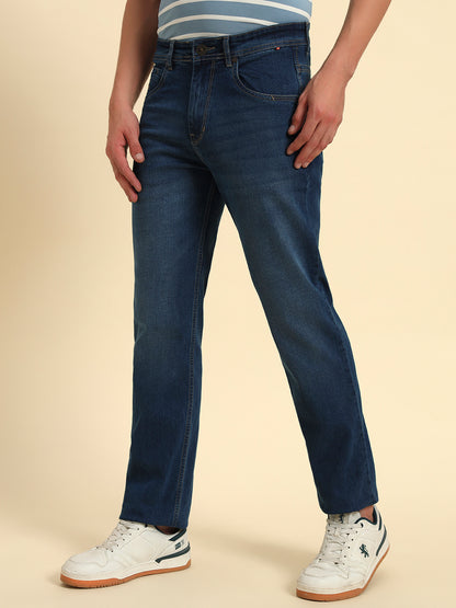 Denim Jeans for Men l Breathable & Soft with Color Fastness Straight Fit Cotton Fabric Solid Pattern Button Closure