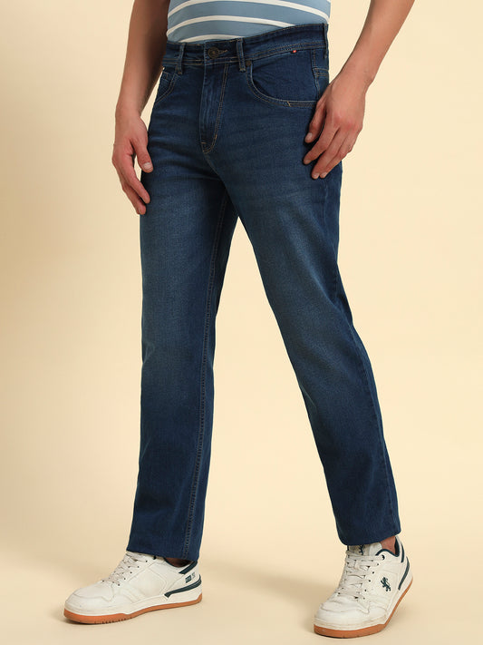 Denim Jeans for Men l Breathable & Soft with Color Fastness Straight Fit Cotton Fabric Solid Pattern Button Closure
