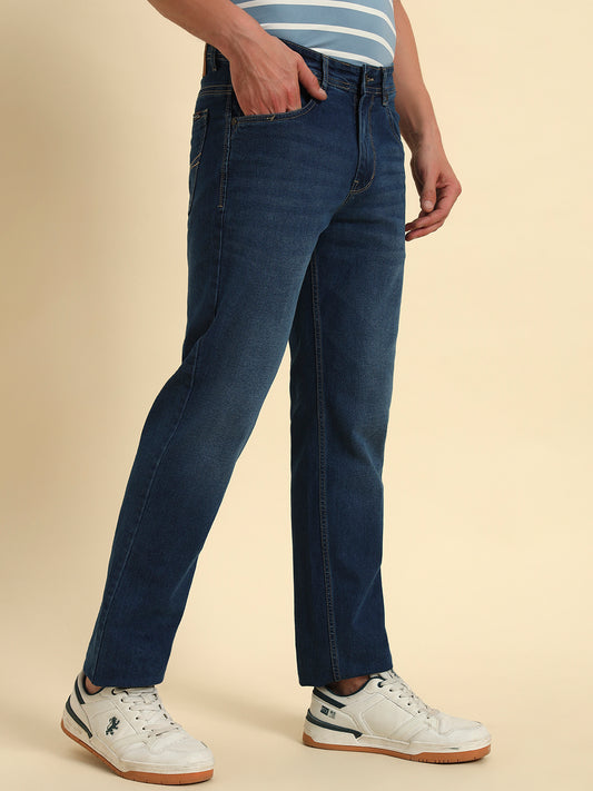 Denim Jeans for Men l Breathable & Soft with Color Fastness Straight Fit Cotton Fabric Solid Pattern Button Closure