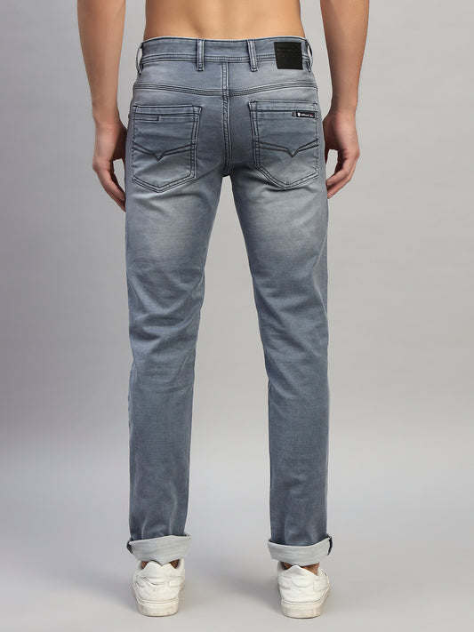 Denim Jeans for Men l Breathable & Soft with Color Fastness Ultra Narrow Fit Cotton Fabric Solid Pattern Button Closure