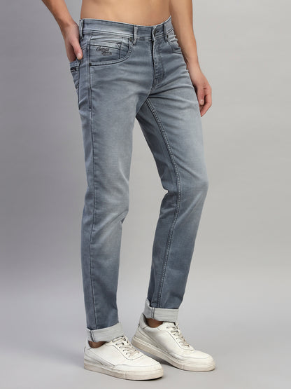 Denim Jeans for Men l Breathable & Soft with Color Fastness Ultra Narrow Fit Cotton Fabric Solid Pattern Button Closure