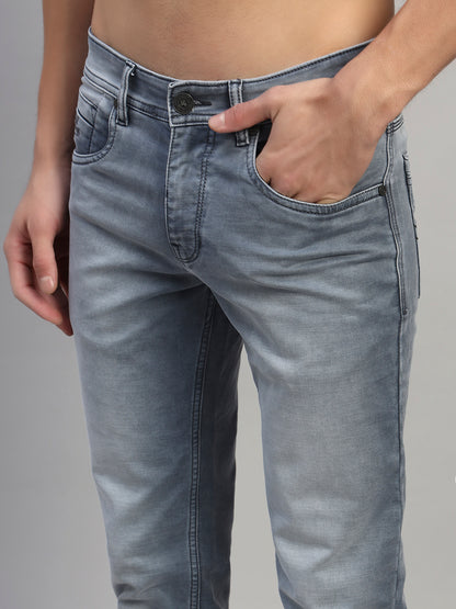 Denim Jeans for Men l Breathable & Soft with Color Fastness Ultra Narrow Fit Cotton Fabric Solid Pattern Button Closure