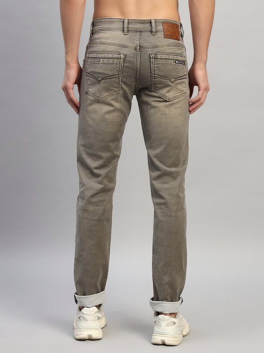 Denim Jeans for Men l Breathable & Soft with Color Fastness Ultra Narrow Fit Cotton Fabric Solid Pattern Button Closure