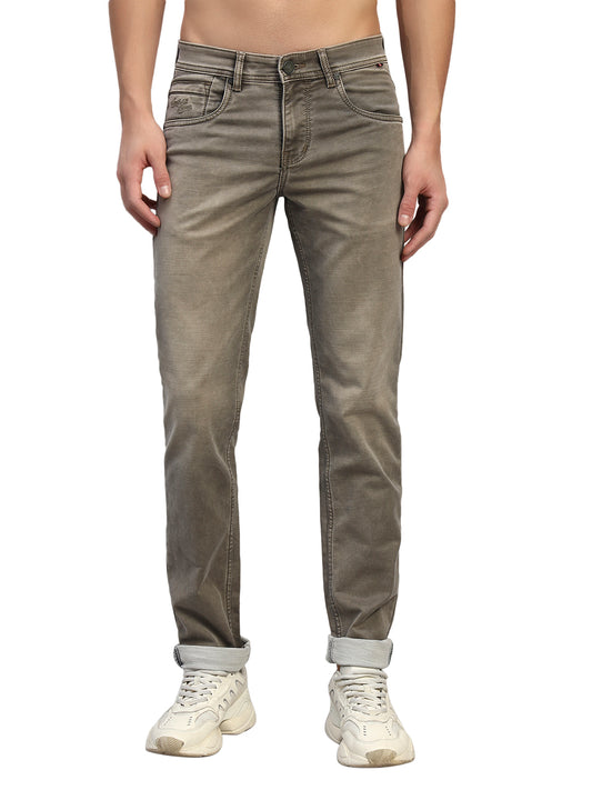 Denim Jeans for Men l Breathable & Soft with Color Fastness Ultra Narrow Fit Cotton Fabric Solid Pattern Button Closure