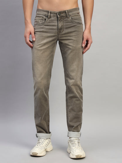 Denim Jeans for Men l Breathable & Soft with Color Fastness Ultra Narrow Fit Cotton Fabric Solid Pattern Button Closure