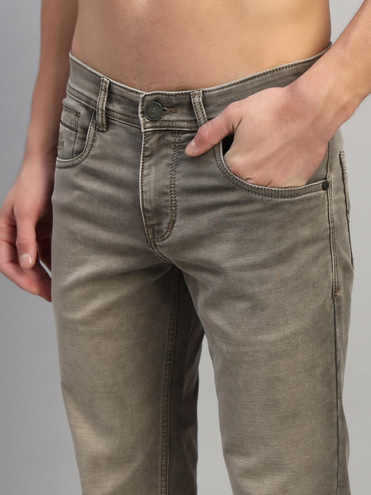 Denim Jeans for Men l Breathable & Soft with Color Fastness Ultra Narrow Fit Cotton Fabric Solid Pattern Button Closure