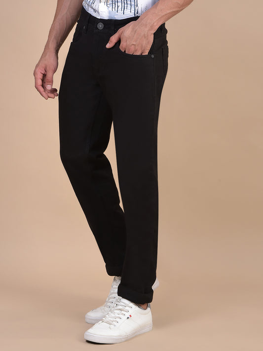 Denim Jeans for Men l Breathable & Soft with Color Fastness Ultra Narrow Fit Cotton Fabric Solid Pattern Button Closure