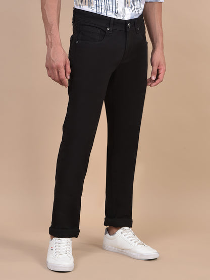 Denim Jeans for Men l Breathable & Soft with Color Fastness Ultra Narrow Fit Cotton Fabric Solid Pattern Button Closure