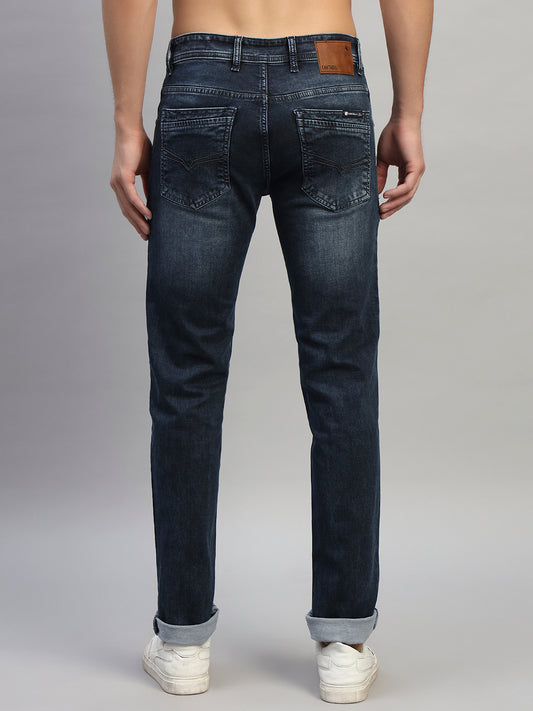 Denim Jeans for Men l Breathable & Soft with Color Fastness Ultra Narrow Fit Cotton Fabric Solid Pattern Button Closure